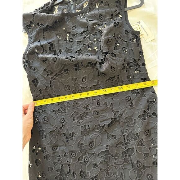 NWT Shoshanna by Anthropologie Black Lace Annella Trumpet Dress Size 6 - Picture 6 of 11